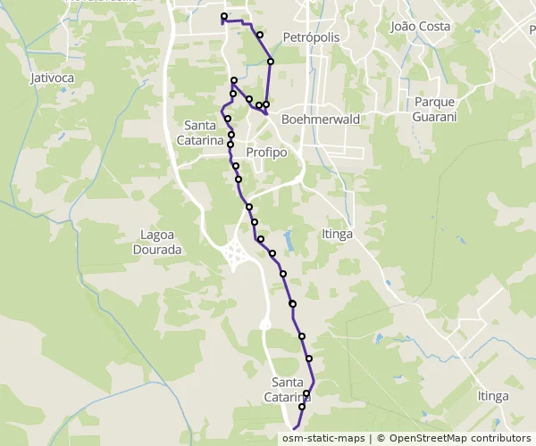 Mapa do itinerário da linha