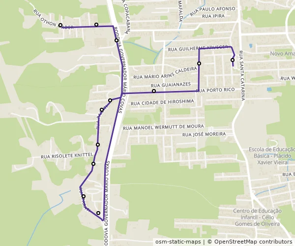 Mapa do itinerário da linha