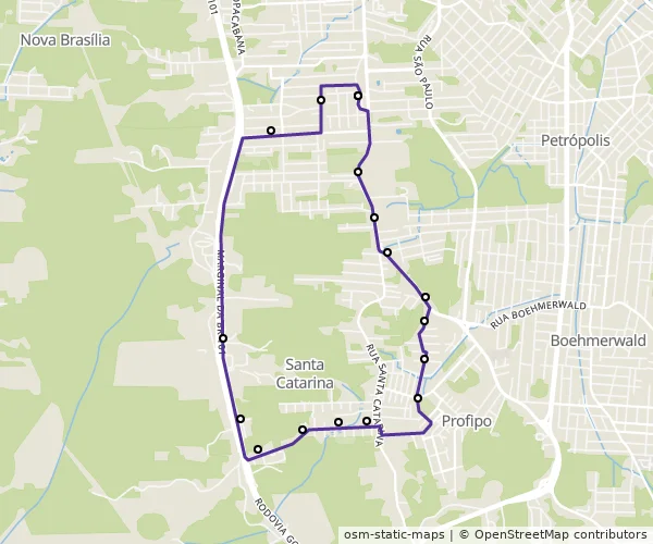 Mapa do itinerário da linha