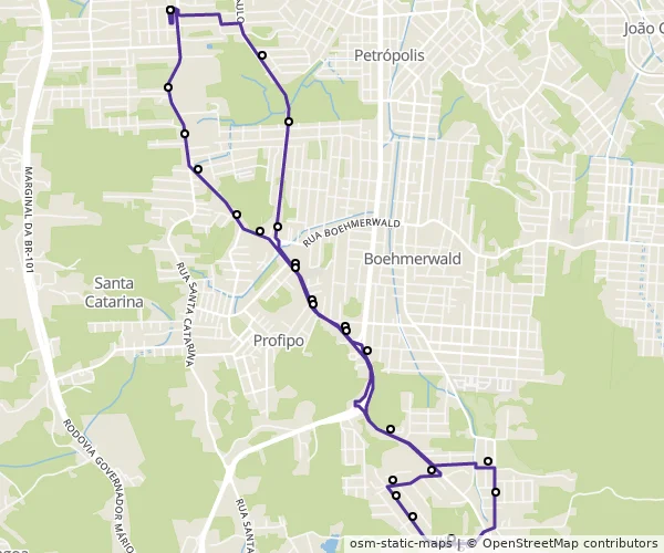 Mapa do itinerário da linha