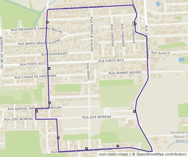 Mapa do itinerário da linha