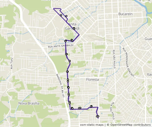 Mapa do itinerário da linha