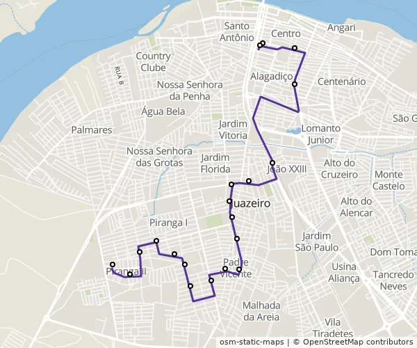 Mapa do itinerário da linha