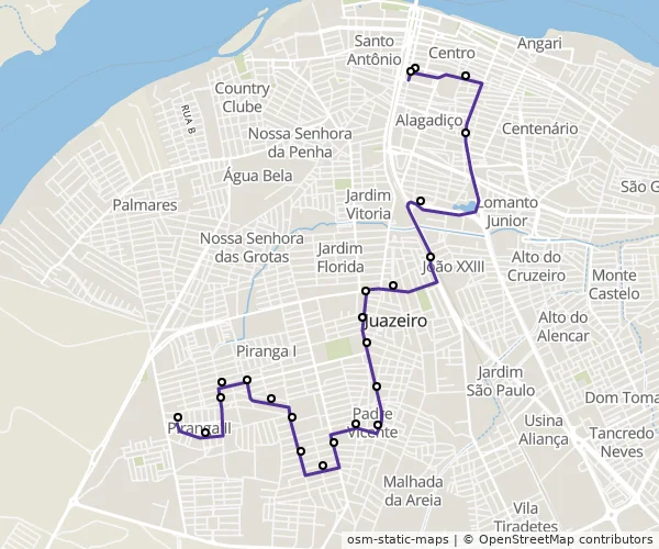 Mapa do itinerário da linha