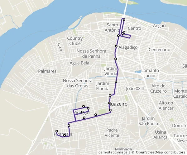 Mapa do itinerário da linha