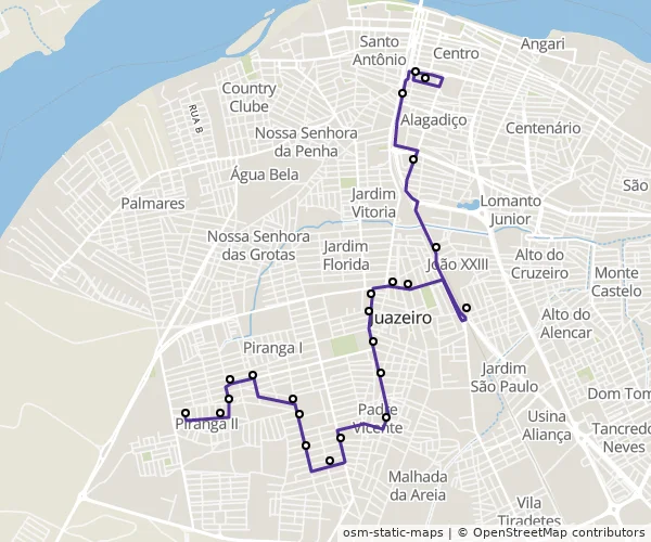 Mapa do itinerário da linha
