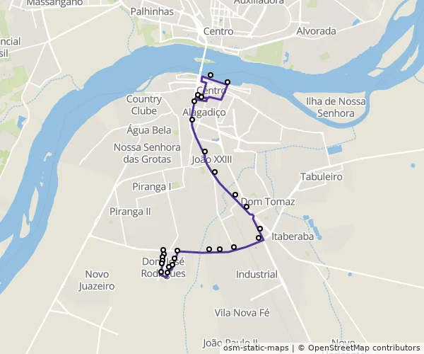 Mapa do itinerário da linha