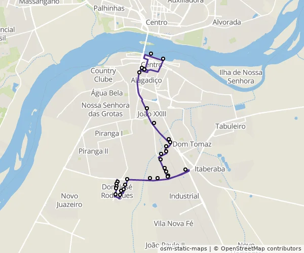 Mapa do itinerário da linha