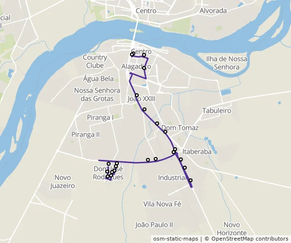 Mapa do itinerário da linha