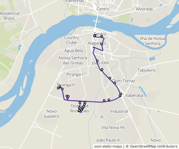 Mapa do itinerário da linha