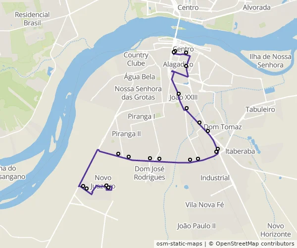Mapa do itinerário da linha