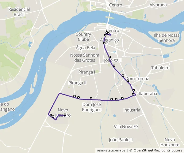 Mapa do itinerário da linha
