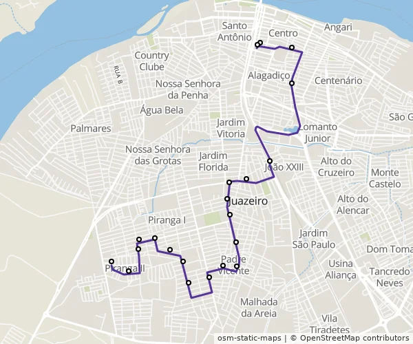 Mapa do itinerário da linha