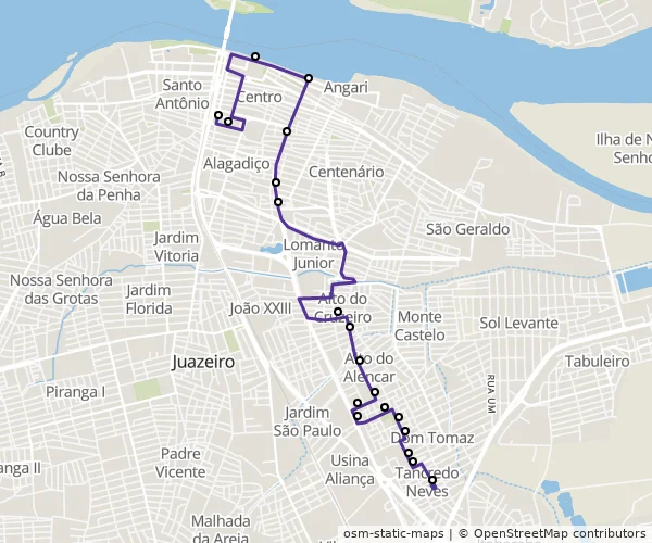 Mapa do itinerário da linha