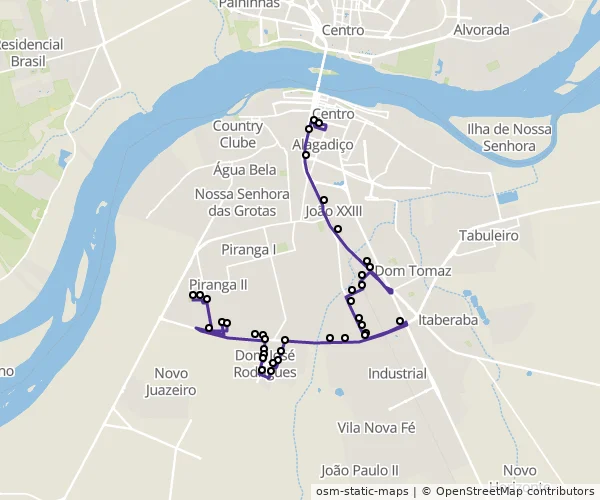 Mapa do itinerário da linha