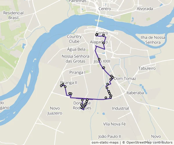 Mapa do itinerário da linha