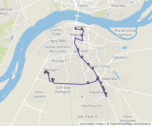 Mapa do itinerário da linha