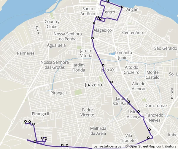 Mapa do itinerário da linha