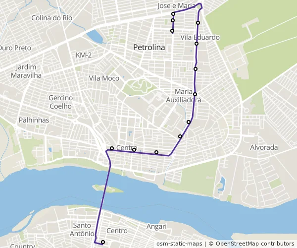 Mapa do itinerário da linha