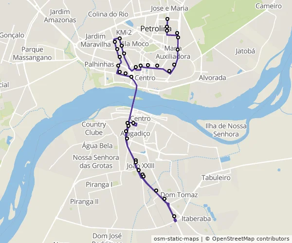 Mapa do itinerário da linha