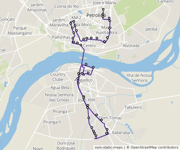 Mapa do itinerário da linha