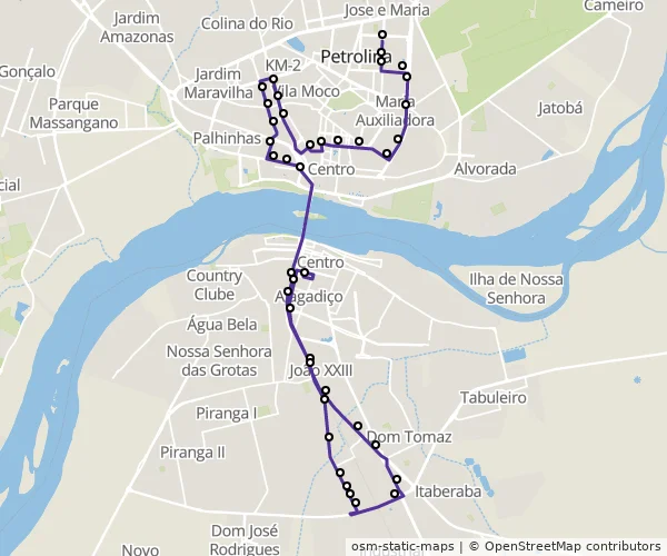 Mapa do itinerário da linha