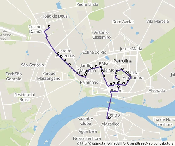 Mapa do itinerário da linha
