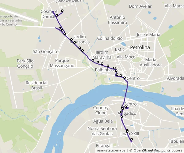 Mapa do itinerário da linha