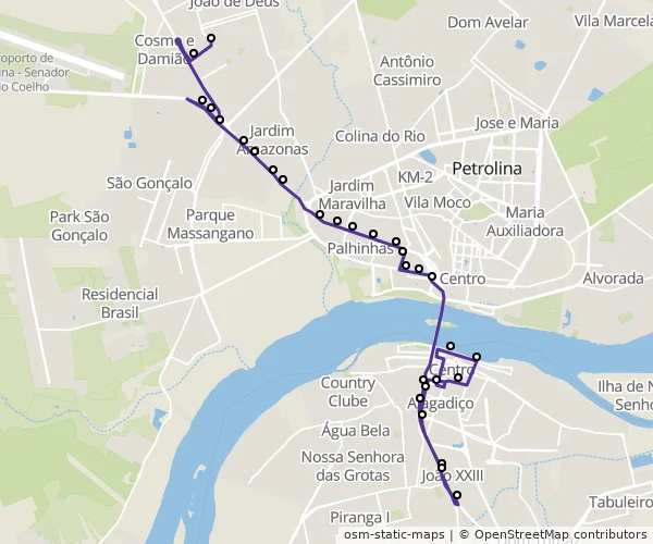 Mapa do itinerário da linha
