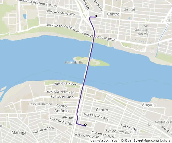 Mapa do itinerário da linha