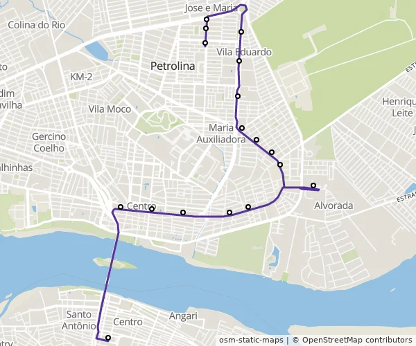 Mapa do itinerário da linha