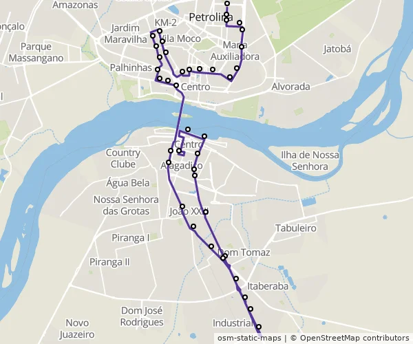 Mapa do itinerário da linha
