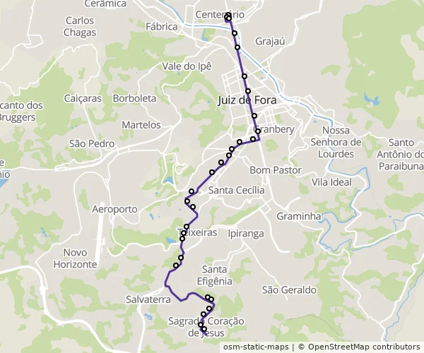 Mapa do itinerário da linha