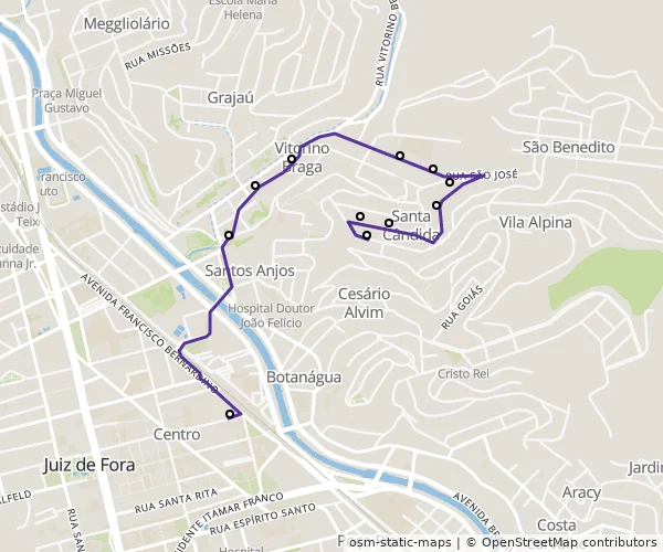 Mapa do itinerário da linha