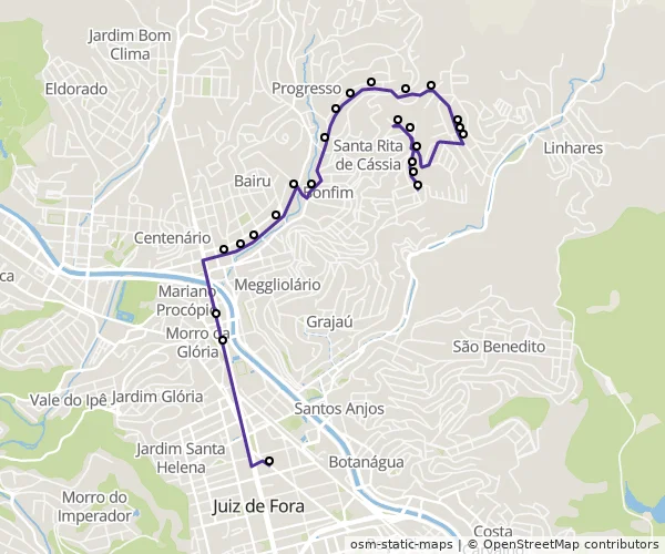 Mapa do itinerário da linha