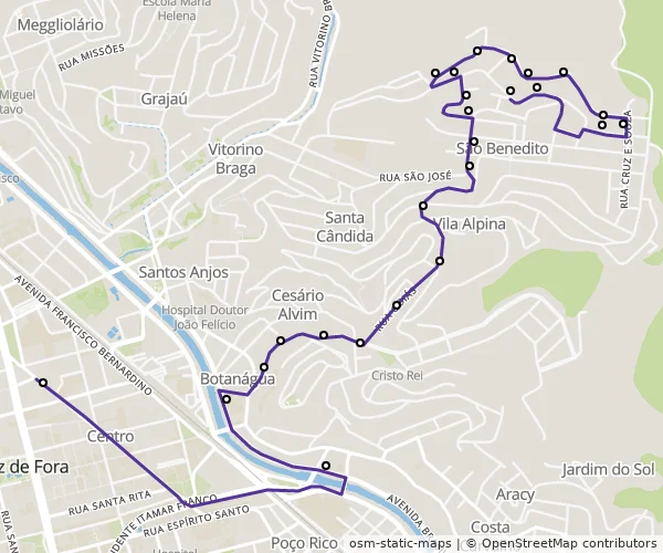 Mapa do itinerário da linha