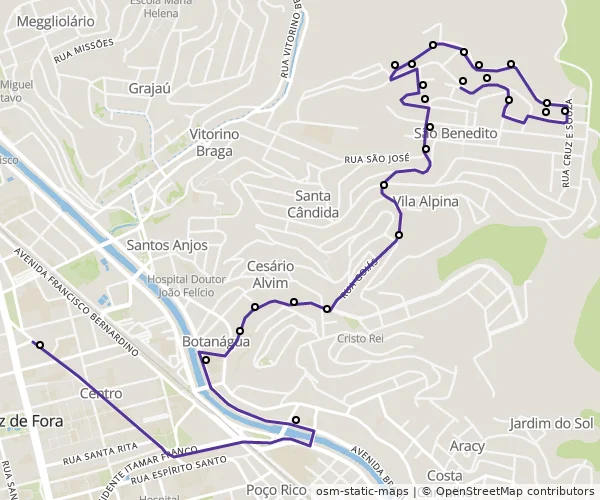 Mapa do itinerário da linha