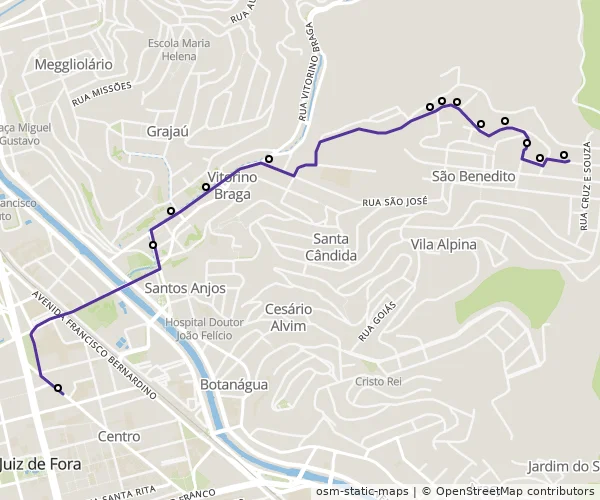 Mapa do itinerário da linha