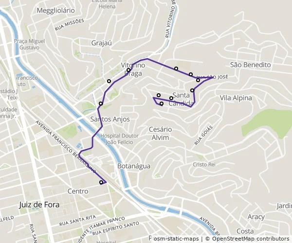 Mapa do itinerário da linha