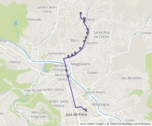 Mapa do itinerário da linha