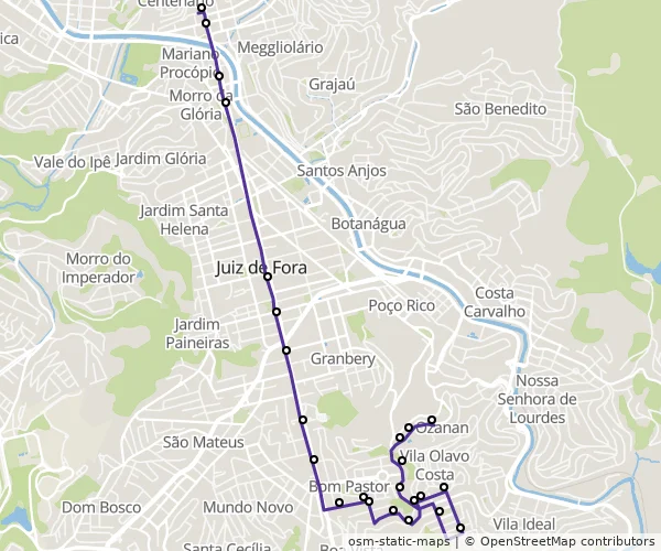 Mapa do itinerário da linha
