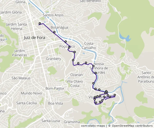 Mapa do itinerário da linha