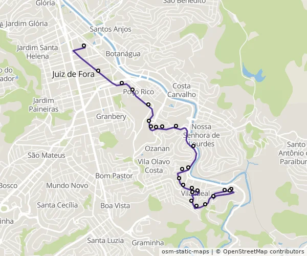 Mapa do itinerário da linha