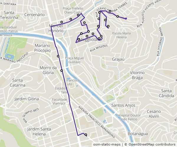 Mapa do itinerário da linha