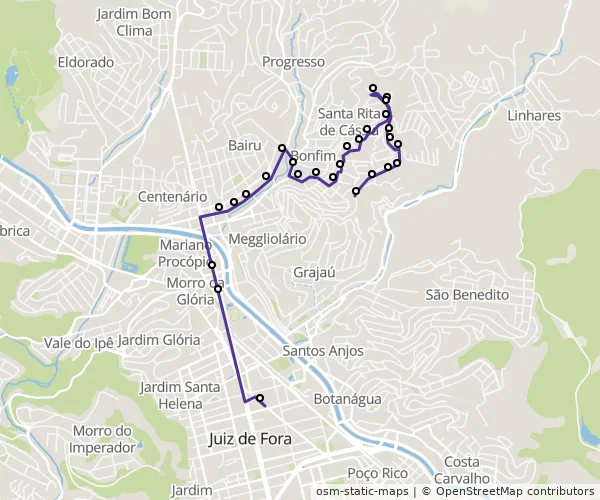 Mapa do itinerário da linha