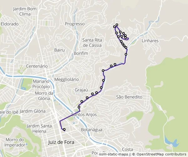 Mapa do itinerário da linha