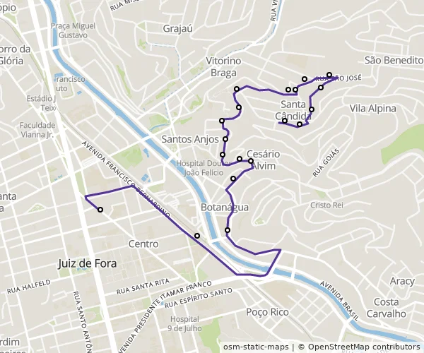Mapa do itinerário da linha