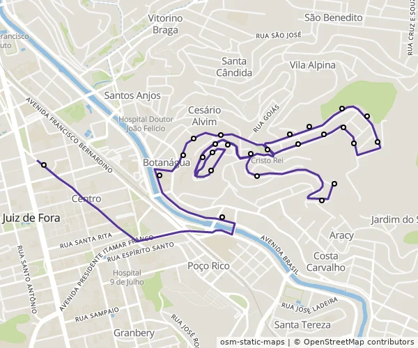 Mapa do itinerário da linha