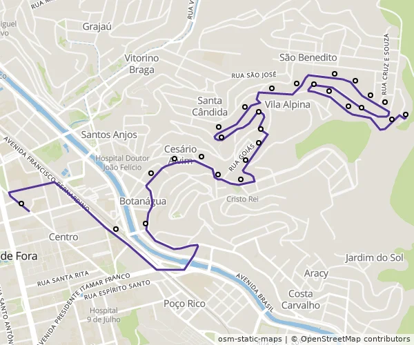 Mapa do itinerário da linha