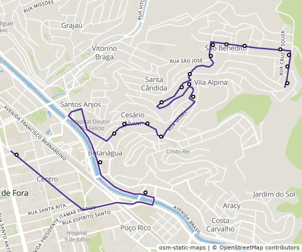 Mapa do itinerário da linha